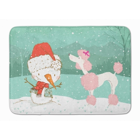 Carolines Treasures Pink Poodle Snowman Christmas Machine Washable Memory Foam Mat CK2066RUG